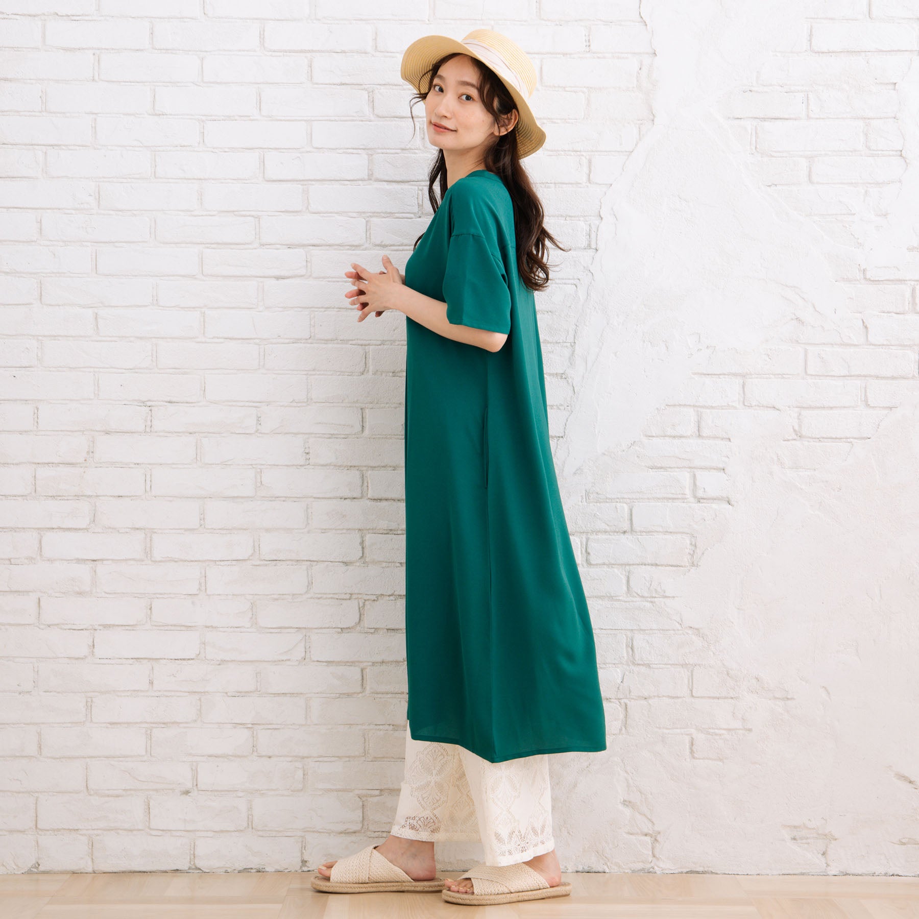 21号(6L～) スムースジョーゼットスキッパーワンピース