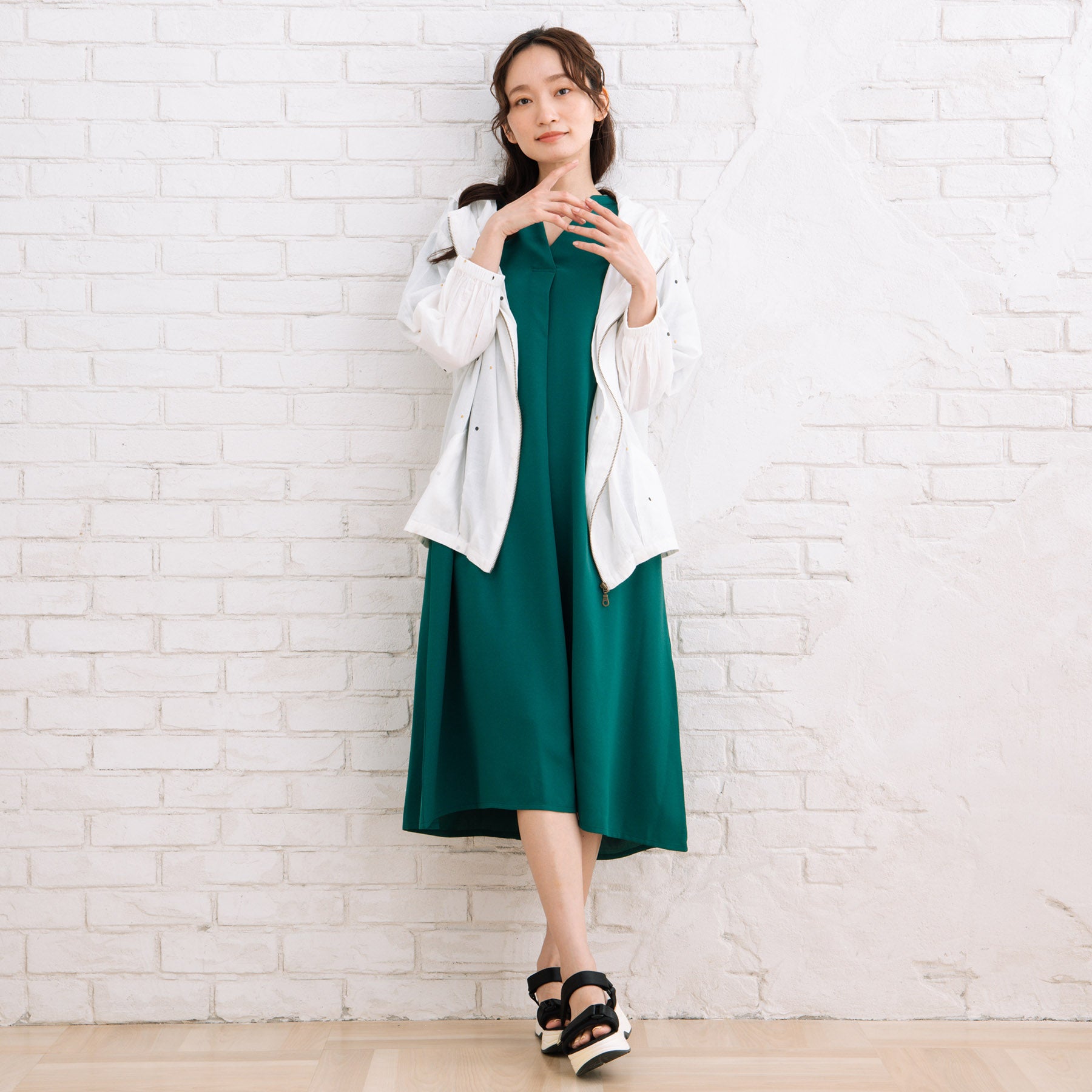 21号(6L～) スムースジョーゼットスキッパーワンピース