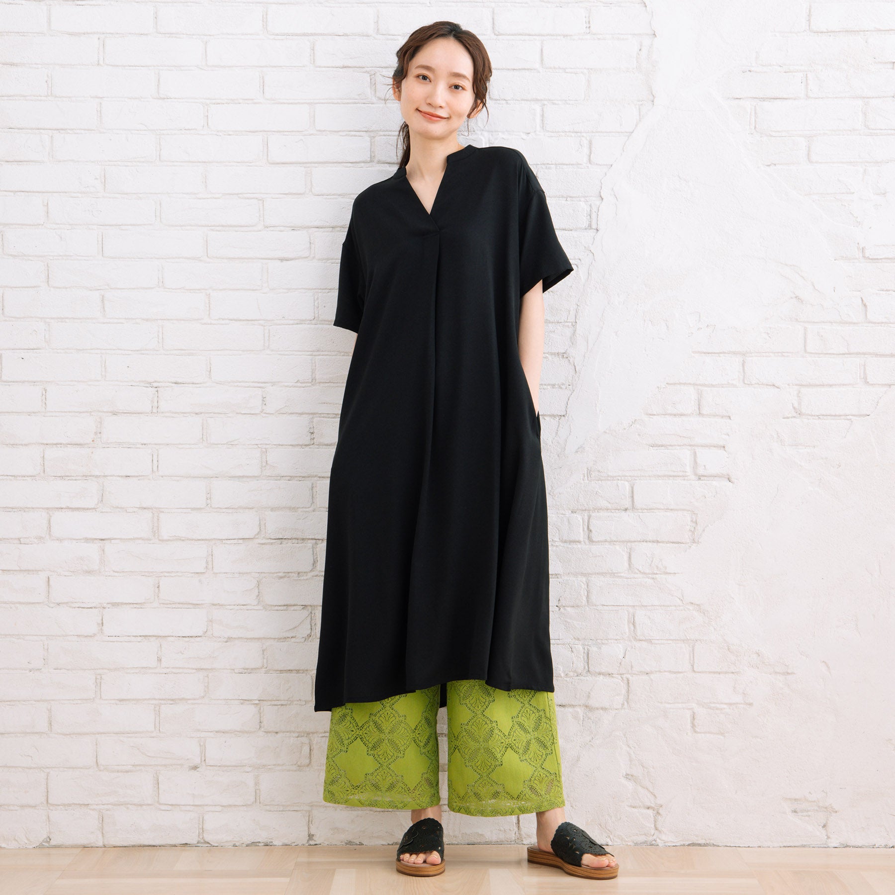 21号(6L～) スムースジョーゼットスキッパーワンピース