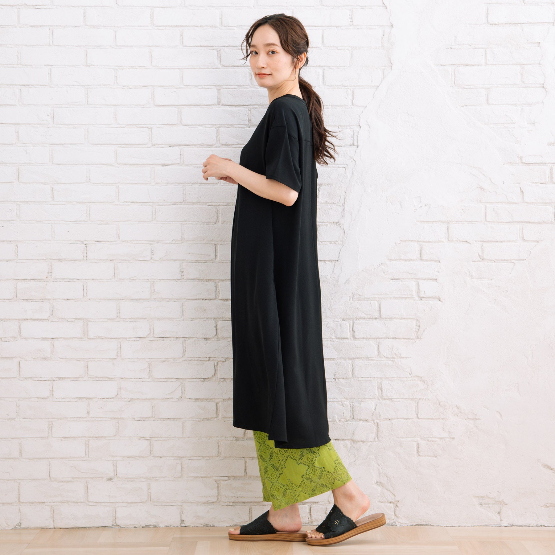 21号(6L～) スムースジョーゼットスキッパーワンピース