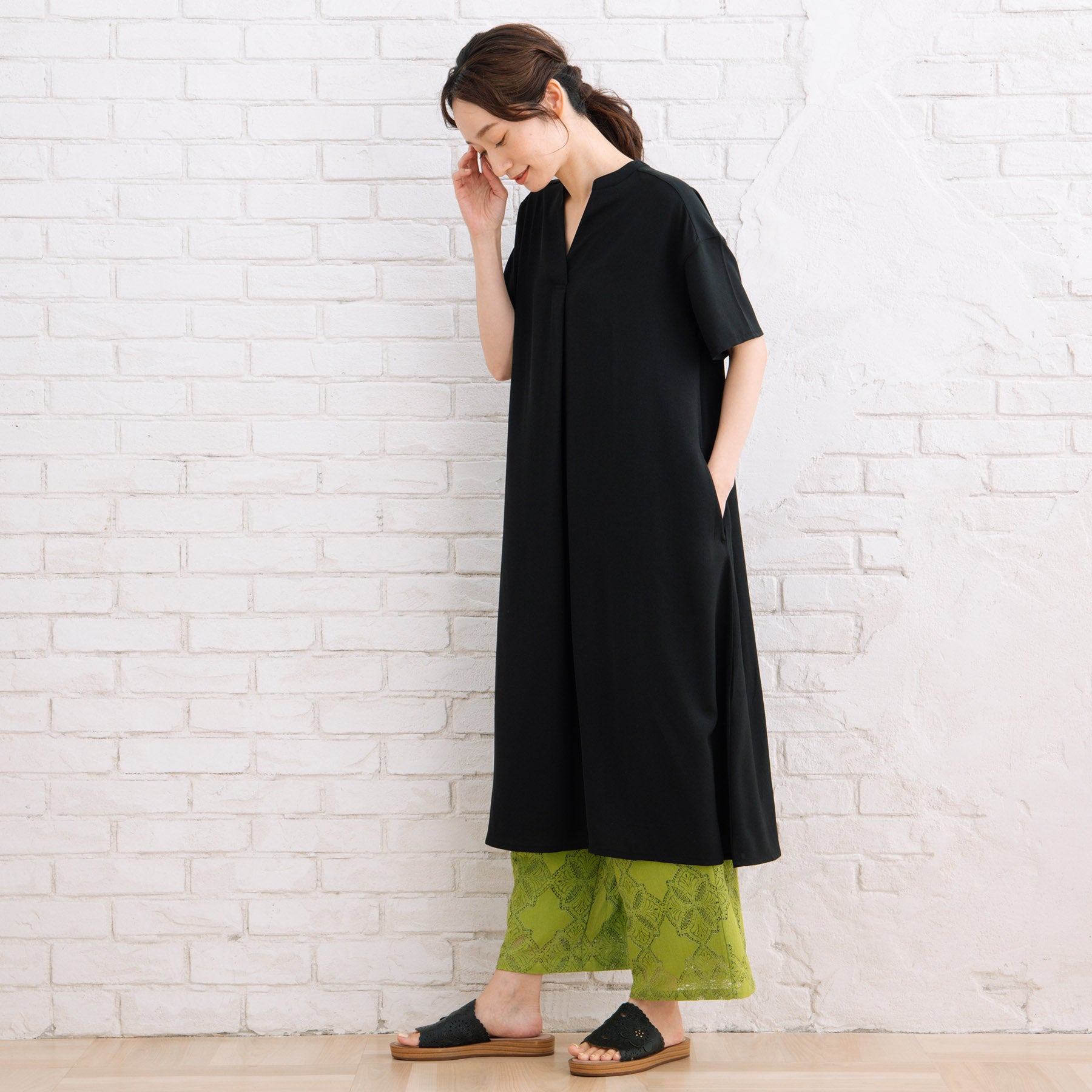 21号(6L～) スムースジョーゼットスキッパーワンピース