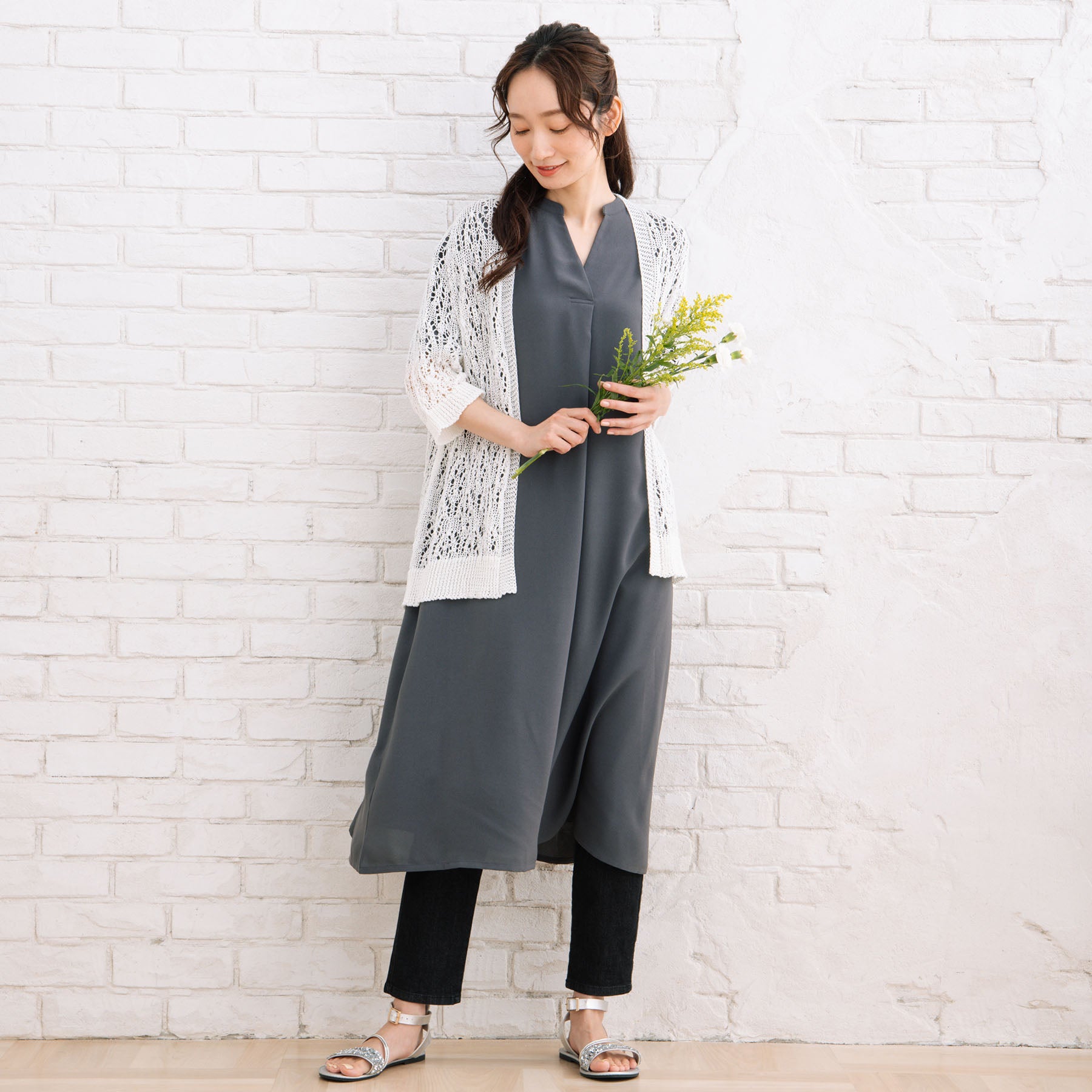 21号(6L～) スムースジョーゼットスキッパーワンピース