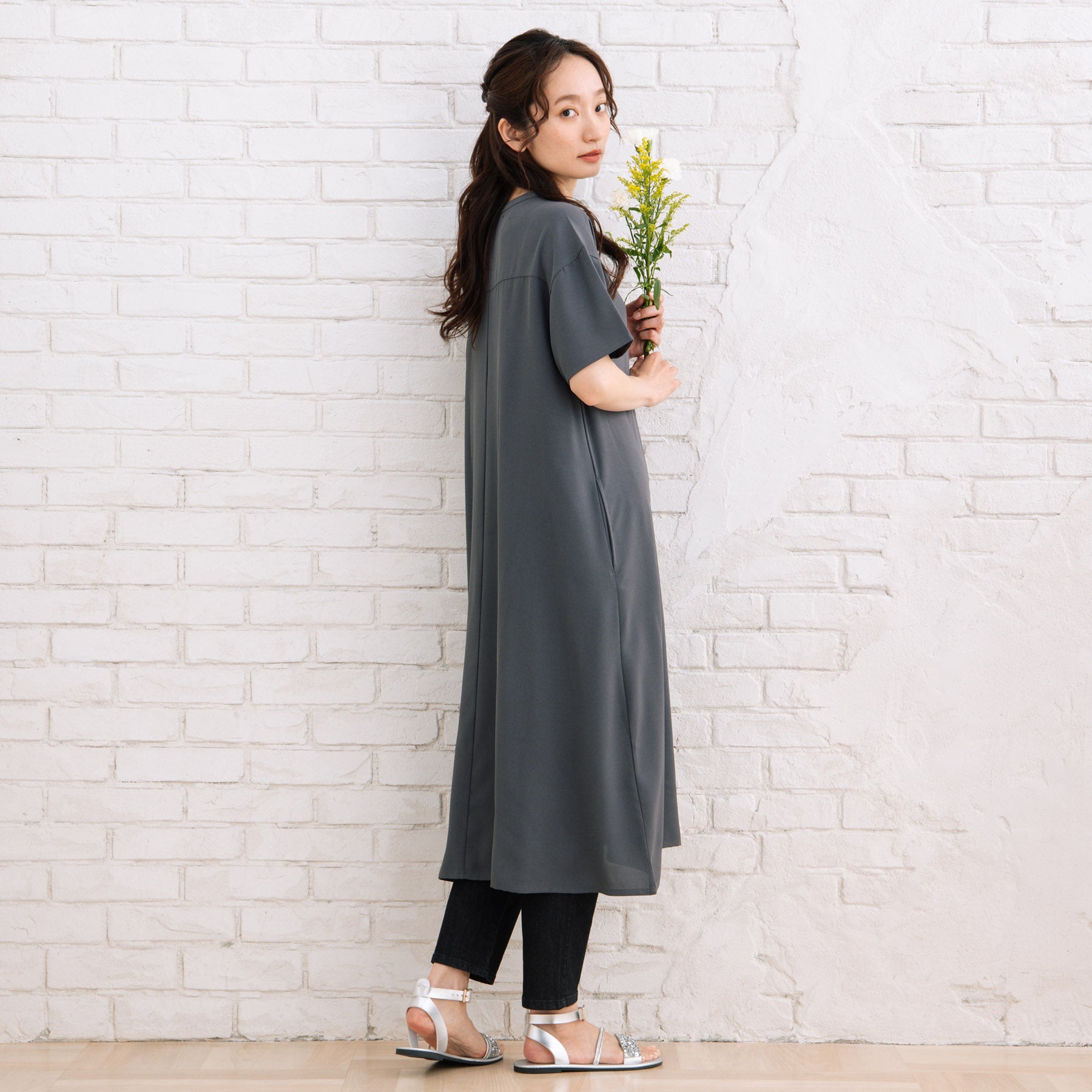 21号(6L～) スムースジョーゼットスキッパーワンピース