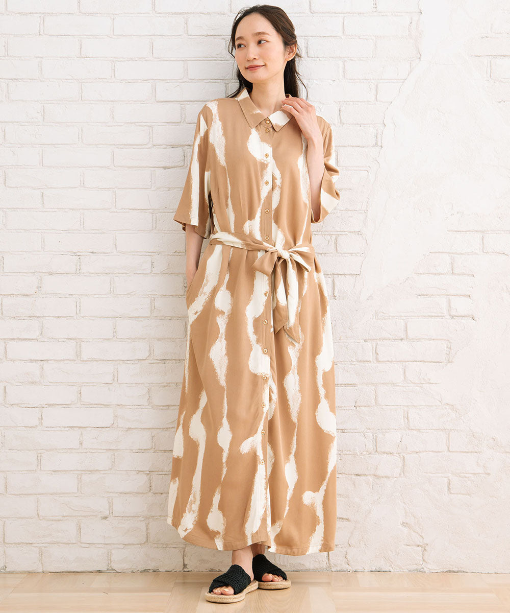 大きいサイズ レディース ライン プリント ワンピース｜sabstreet my standard(サブストリートマイスタンダード)