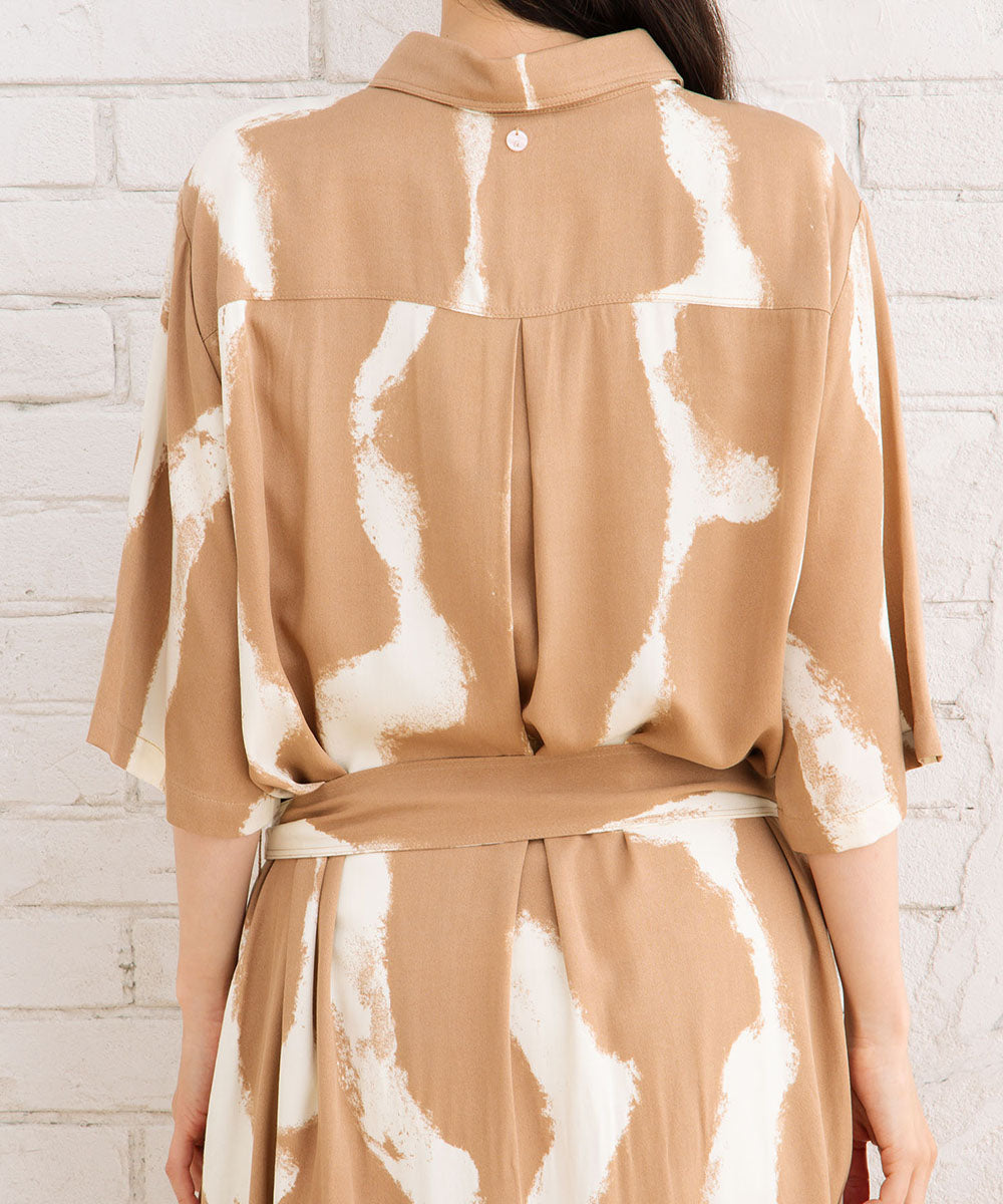 NUMPH ブラーラインプリントワンピース