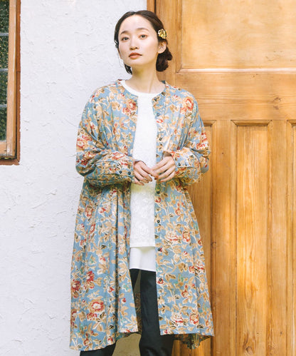 大きいサイズ レディース チュニック フラワープリント サイドギャザー｜sabstreet my standard(サブストリートマイスタンダード)