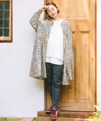 フラワープリントサイドギャザーチュニック