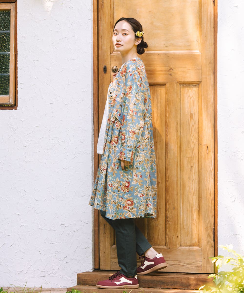 21号(6L～) フラワープリントサイドギャザーチュニック