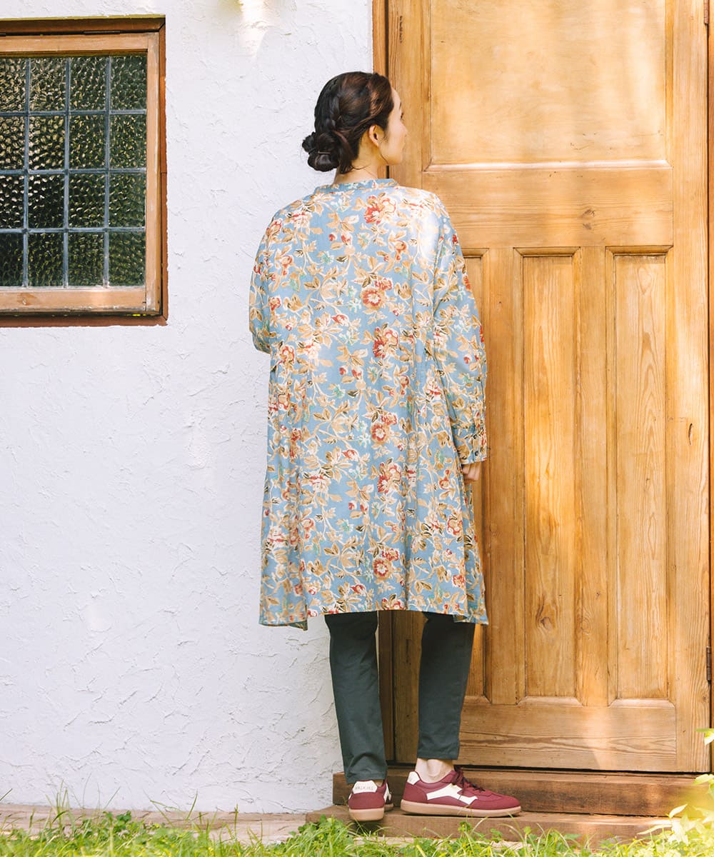 21号(6L～) フラワープリントサイドギャザーチュニック