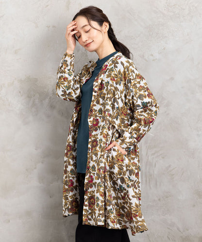 フラワープリントサイドギャザーチュニック