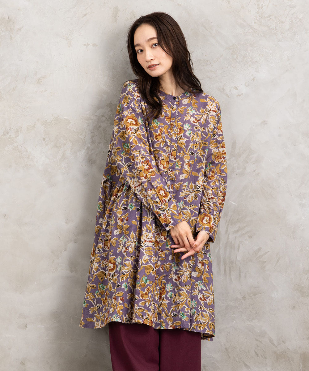 21号(6L～) フラワープリントサイドギャザーチュニック