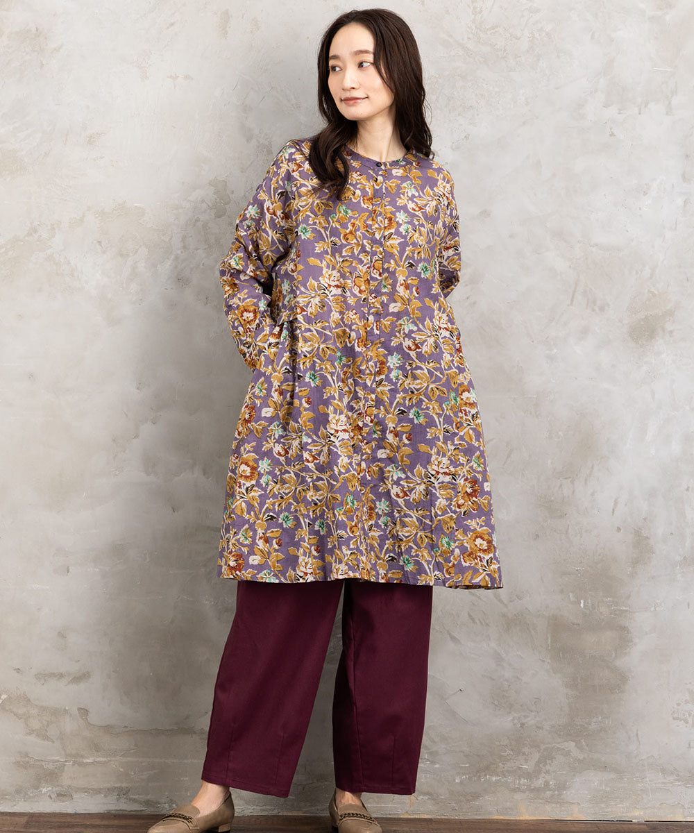 21号(6L～) フラワープリントサイドギャザーチュニック