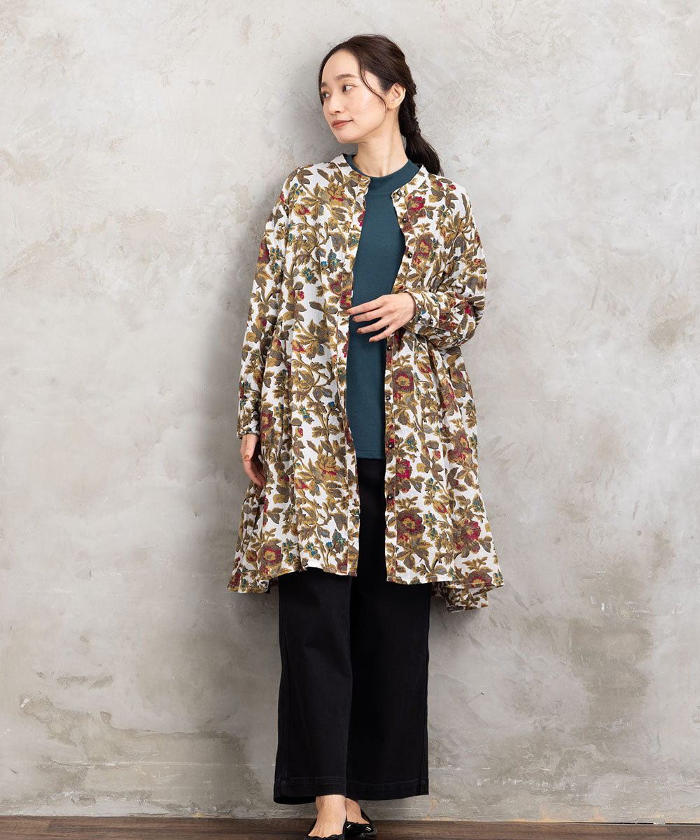 21号(6L～) フラワープリントサイドギャザーチュニック