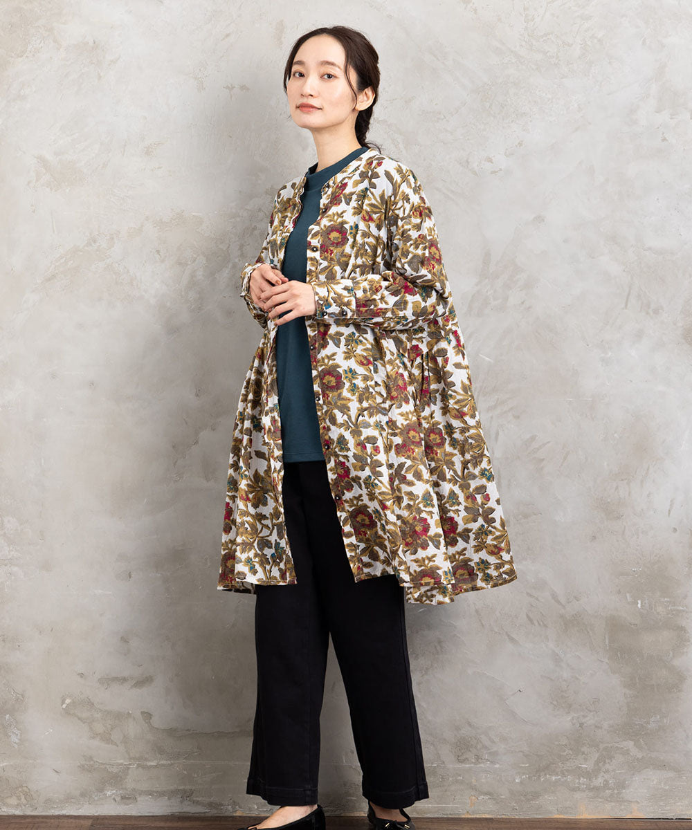 21号(6L～) フラワープリントサイドギャザーチュニック