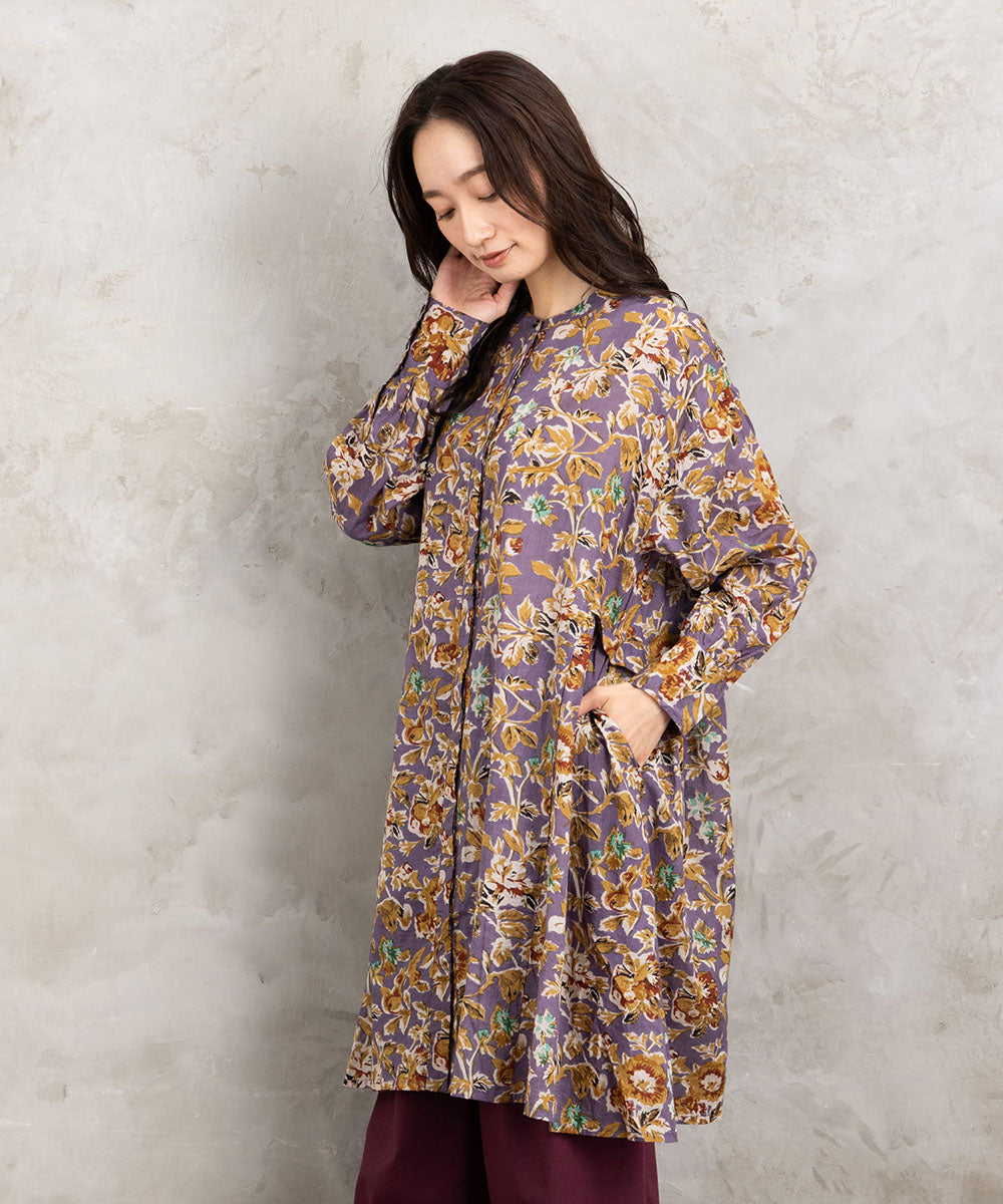 21号(6L～) フラワープリントサイドギャザーチュニック