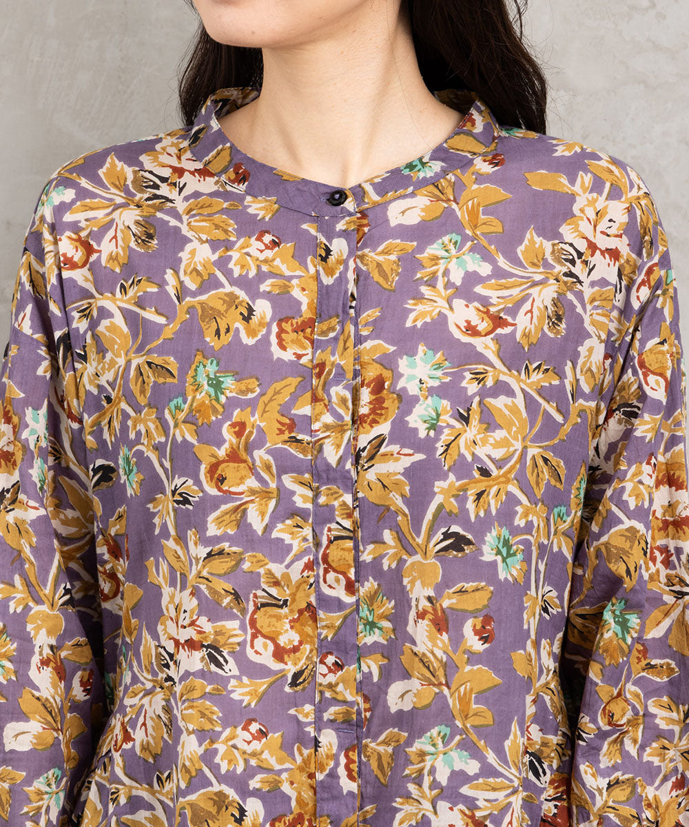 21号(6L～) フラワープリントサイドギャザーチュニック