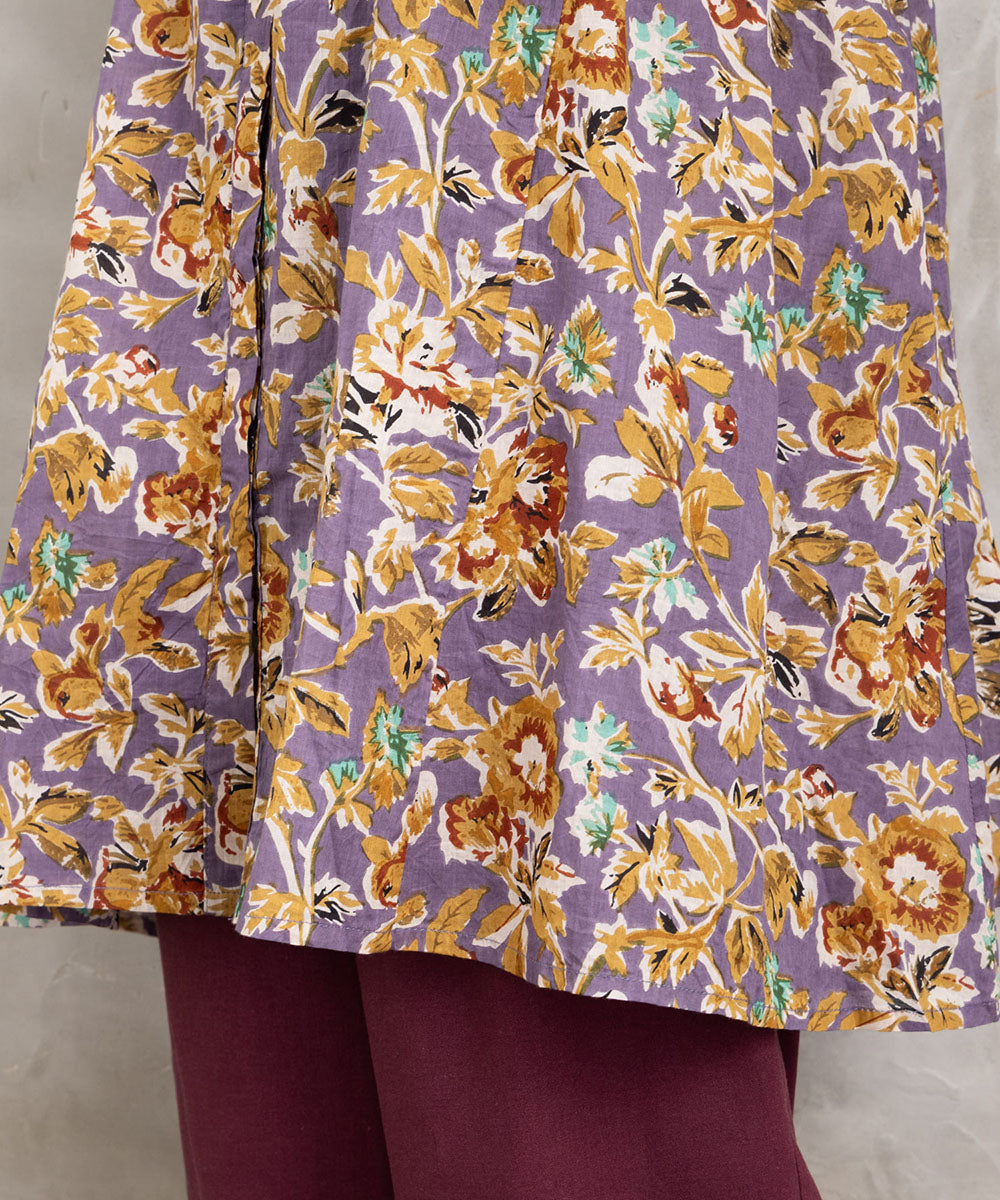 フラワープリントサイドギャザーチュニック