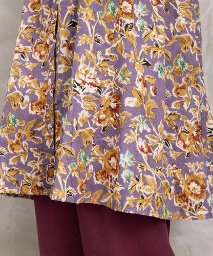 フラワープリントサイドギャザーチュニック