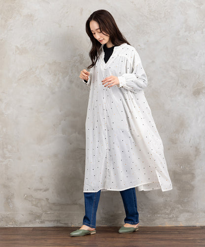 21号(6L～) ホイルドットプリントキーネックワンピース