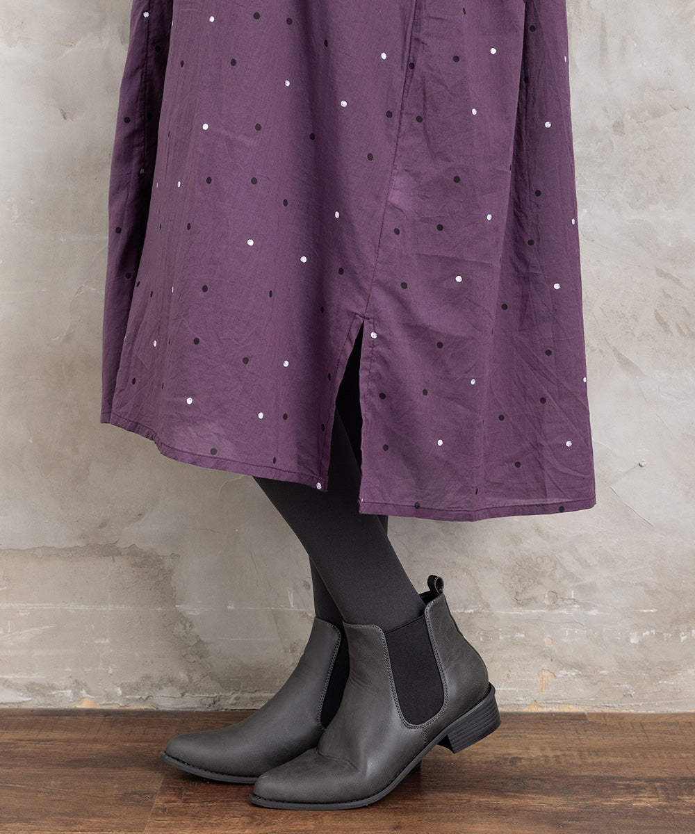 21号(6L～) ホイルドットプリントキーネックワンピース