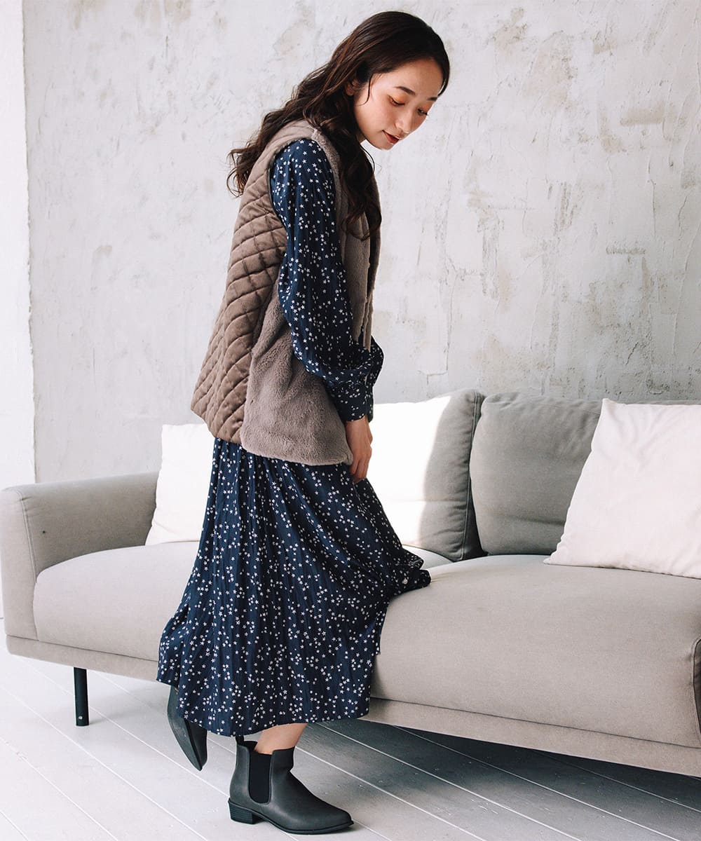 21号(6L～) パウダーサテンスタープリントワンピース