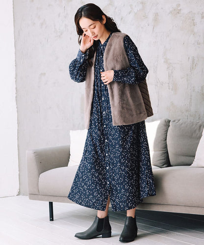 21号(6L～) パウダーサテンスタープリントワンピース