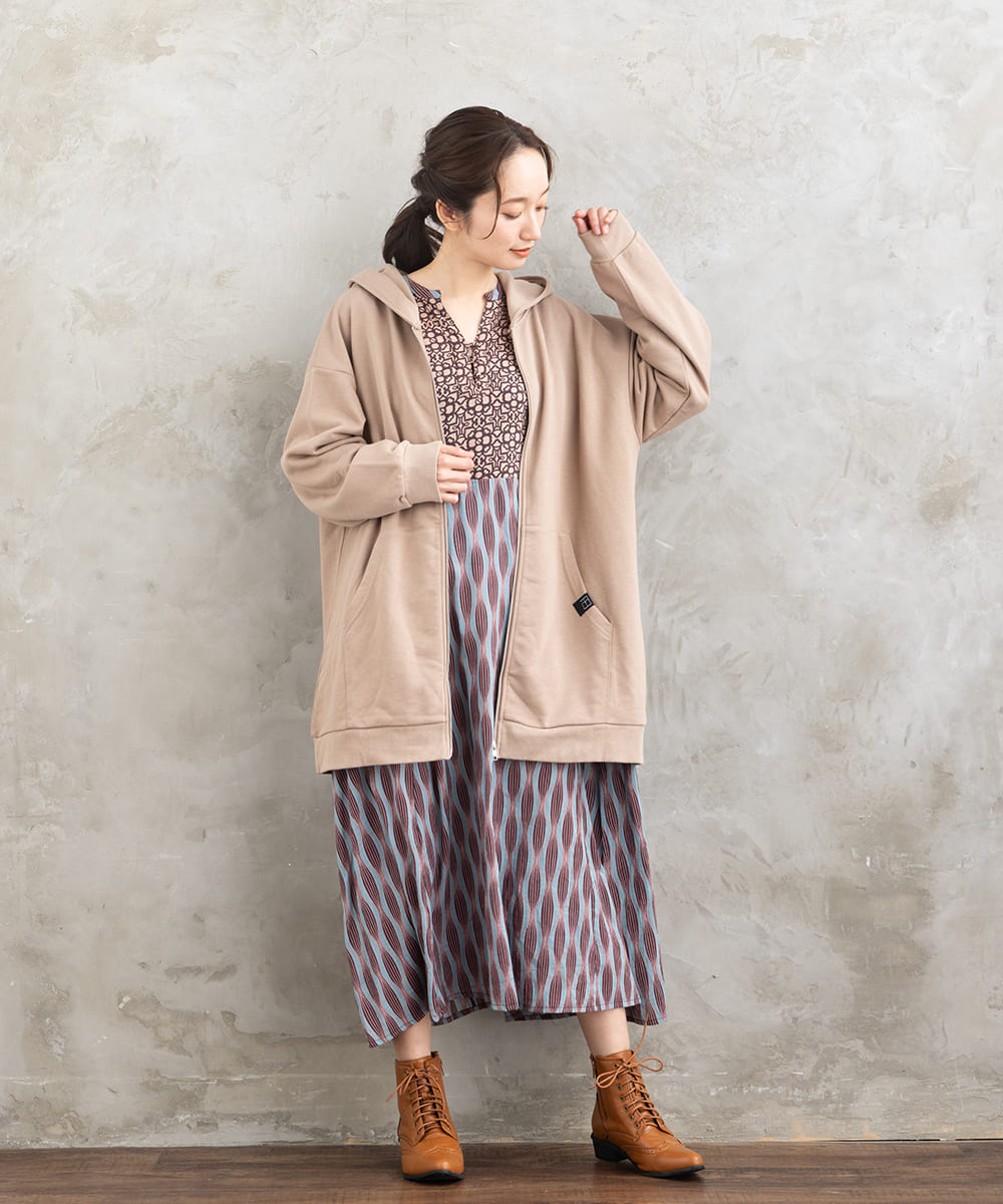 21号(6L～) INDESIGN MIXプリントスキッパーワンピース