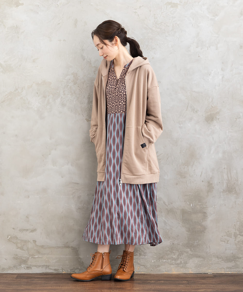 INDESIGN MIXプリントスキッパーワンピース