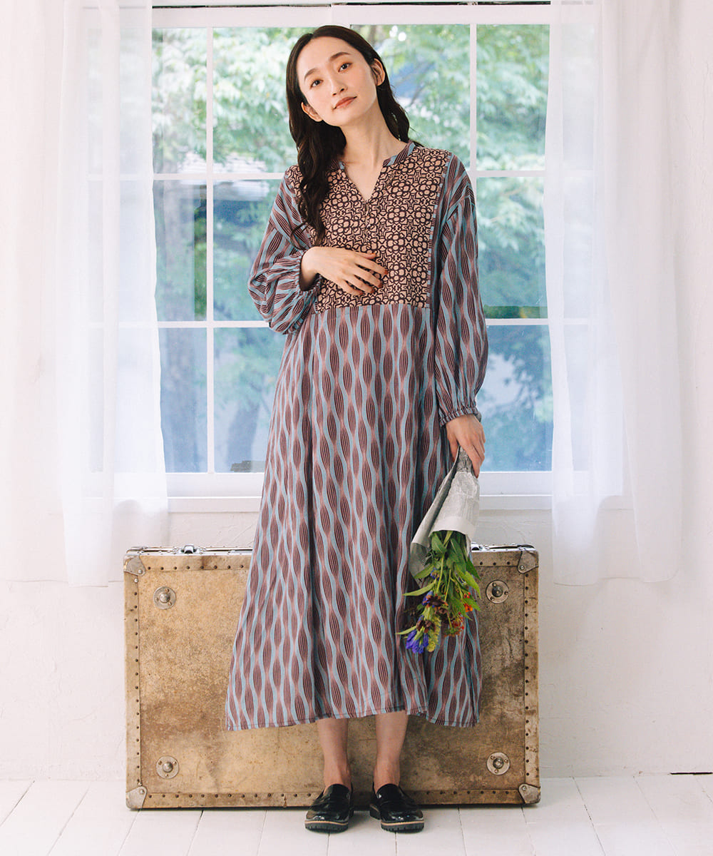 INDESIGN MIXプリントスキッパーワンピース