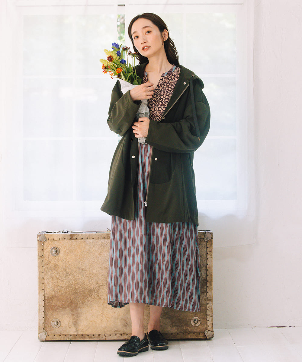 INDESIGN MIXプリントスキッパーワンピース