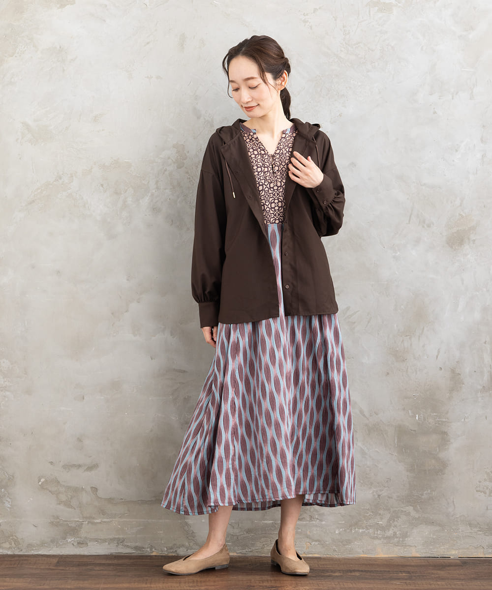 21号(6L～) INDESIGN MIXプリントスキッパーワンピース