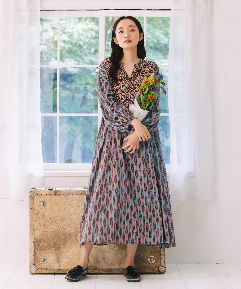 大きいサイズ レディース ワンピース MIXプリント ゆったり｜sabstreet my standard(サブストリートマイスタンダード)