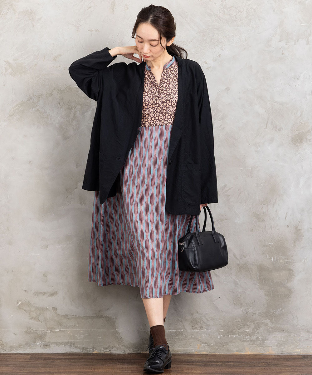 INDESIGN MIXプリントスキッパーワンピース