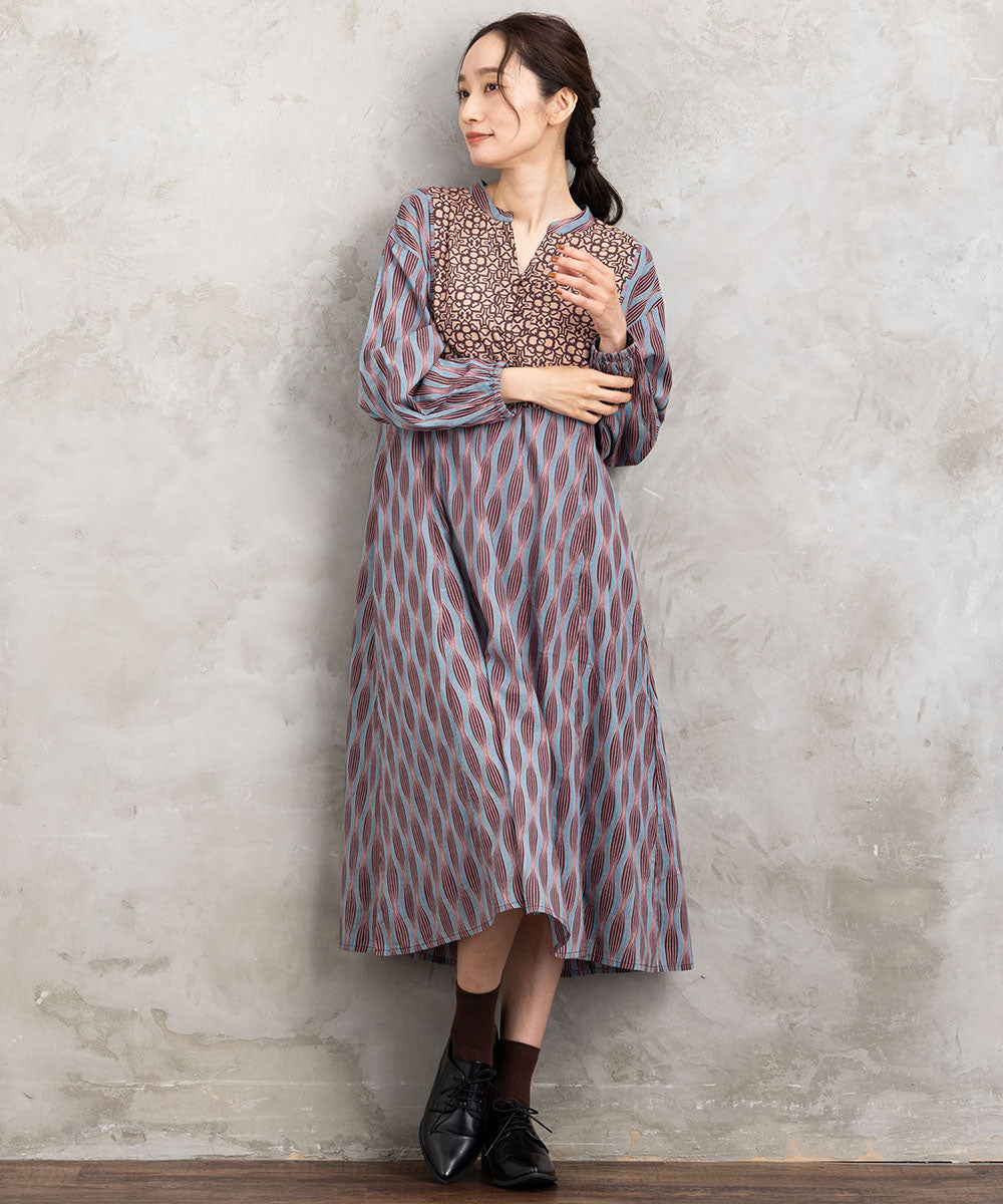 INDESIGN MIXプリントスキッパーワンピース