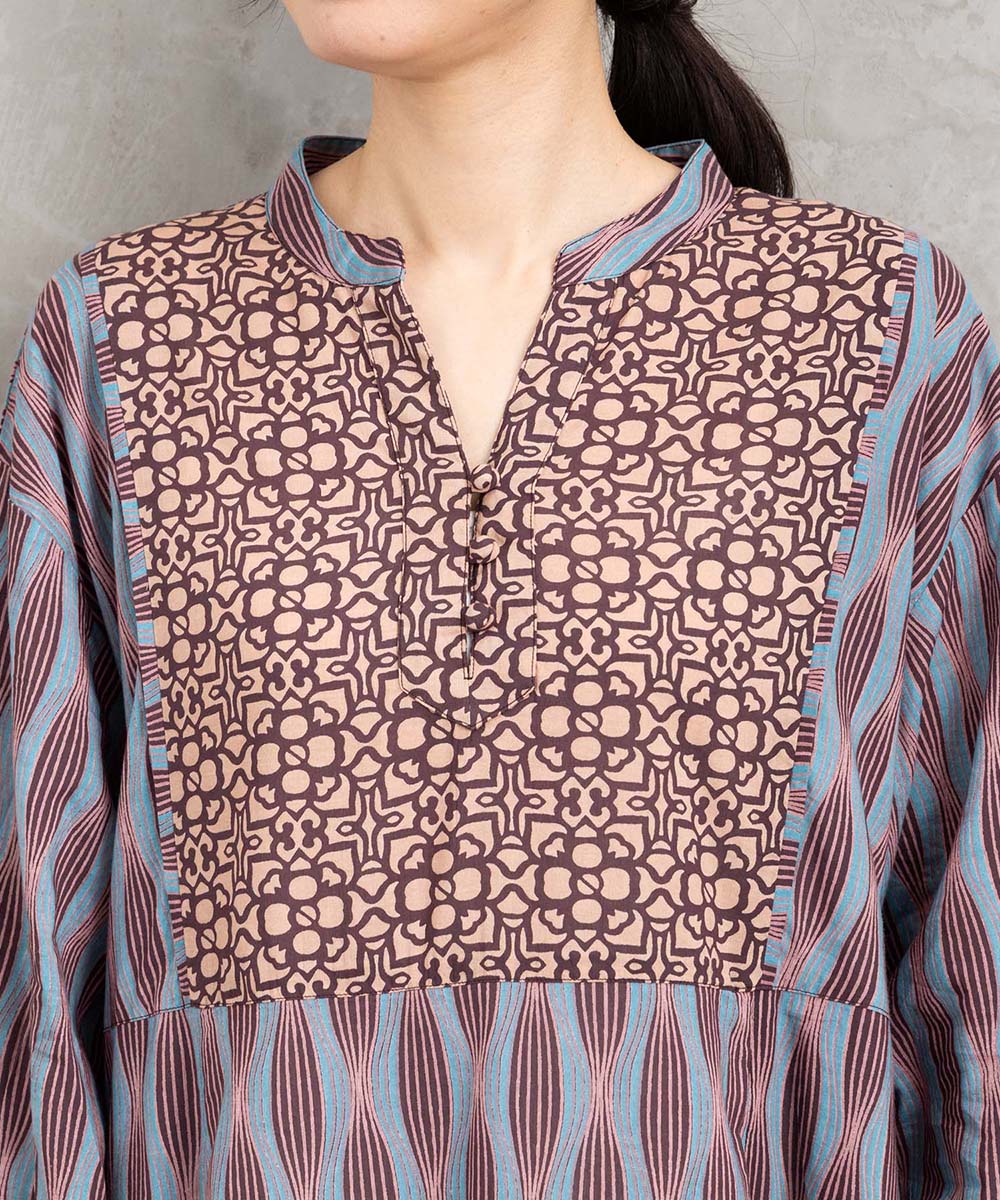 21号(6L～) INDESIGN MIXプリントスキッパーワンピース