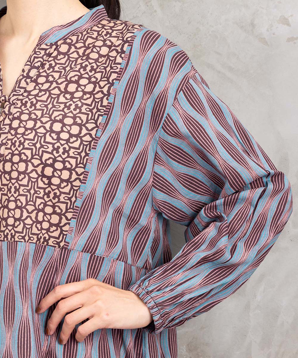 INDESIGN MIXプリントスキッパーワンピース