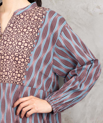 INDESIGN MIXプリントスキッパーワンピース