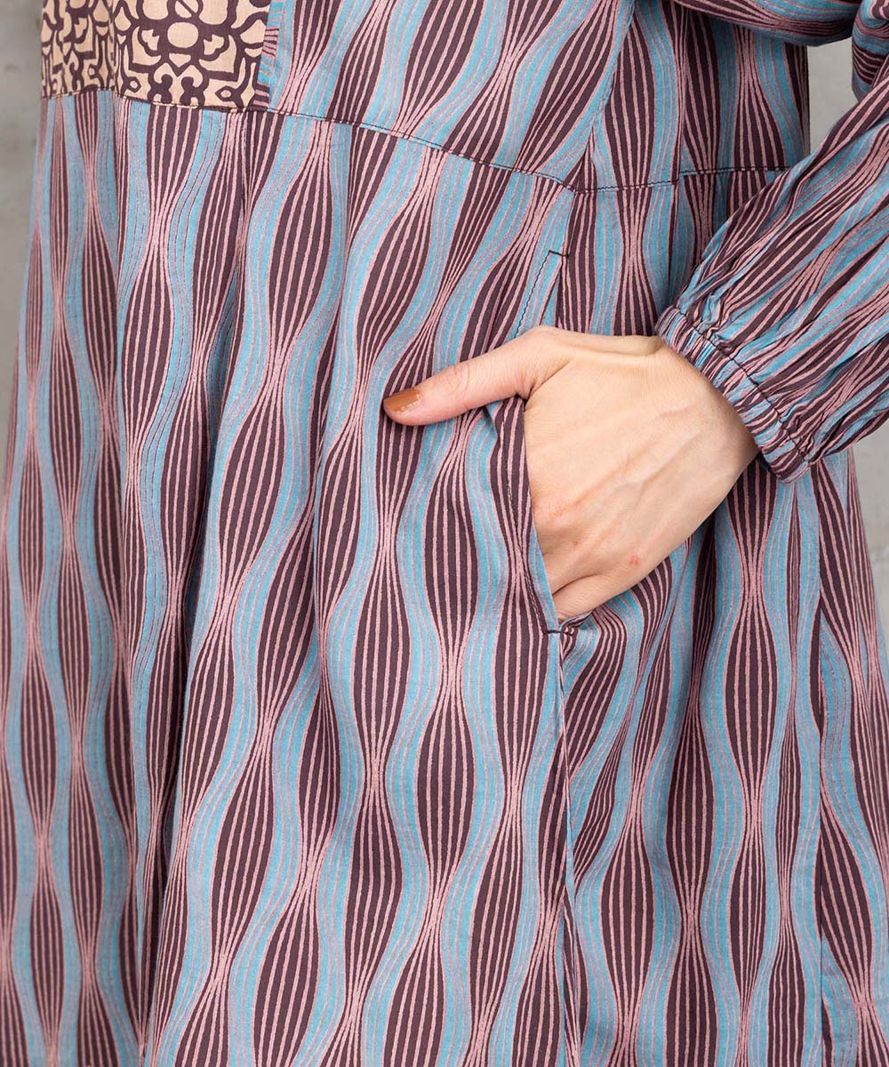 21号(6L～) INDESIGN MIXプリントスキッパーワンピース