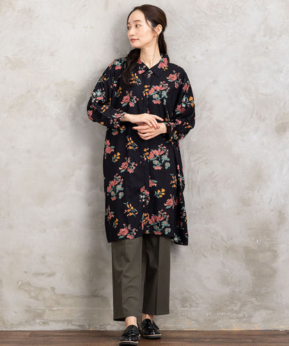 INDESIGN フラワーブーケプリントシャツチュニック