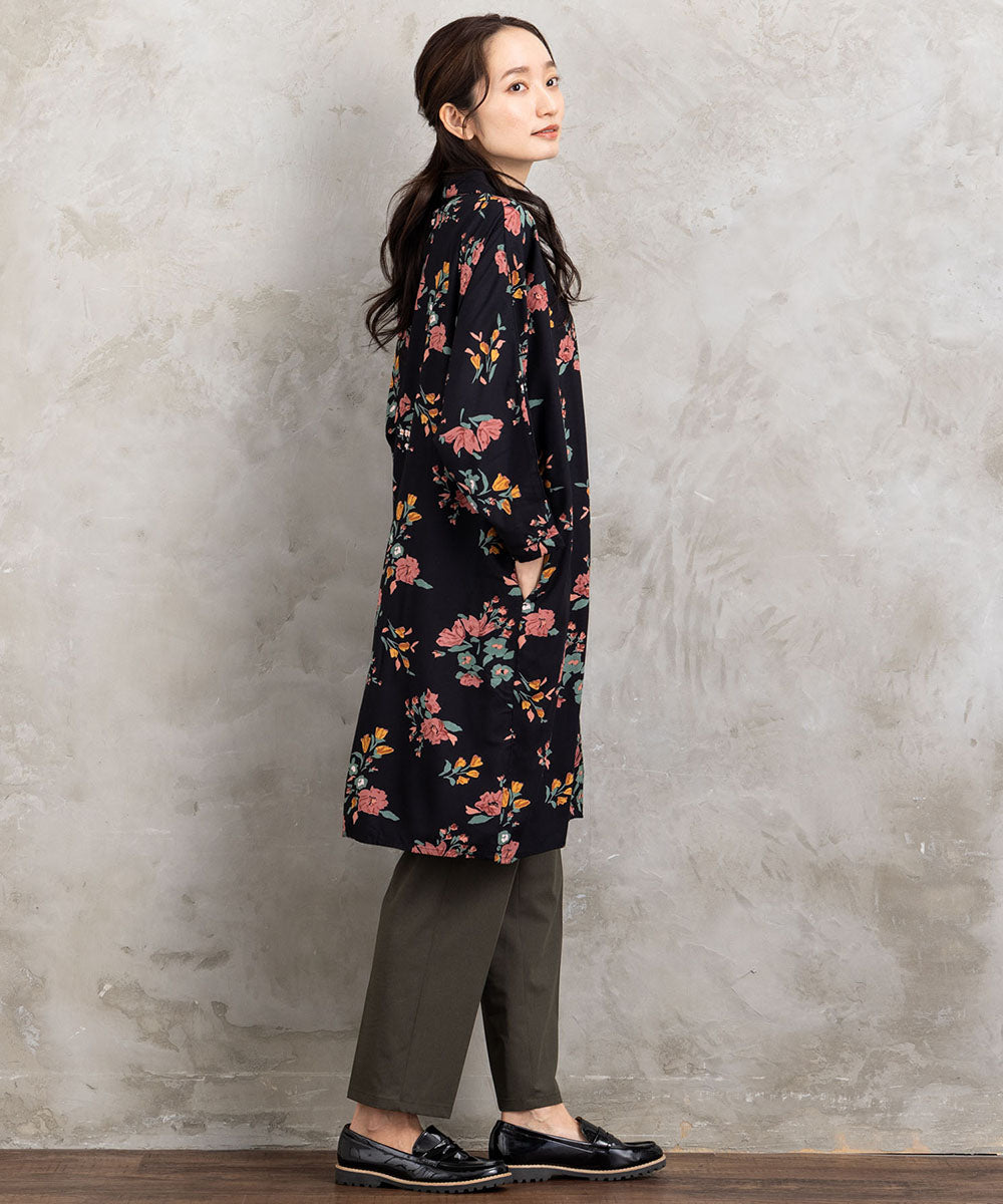 INDESIGN フラワーブーケプリントシャツチュニック
