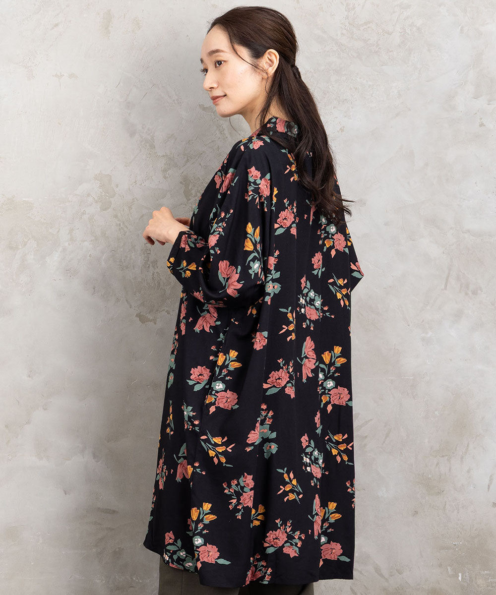 INDESIGN フラワーブーケプリントシャツチュニック
