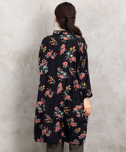 INDESIGN フラワーブーケプリントシャツチュニック