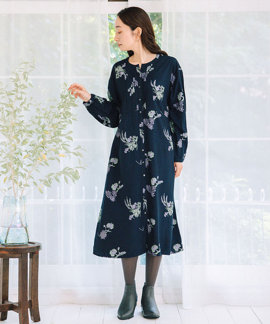 21号(6L～) INDESIGN フラワープリントピンタックワンピース