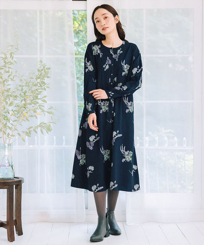 21号(6L～) INDESIGN フラワープリントピンタックワンピース