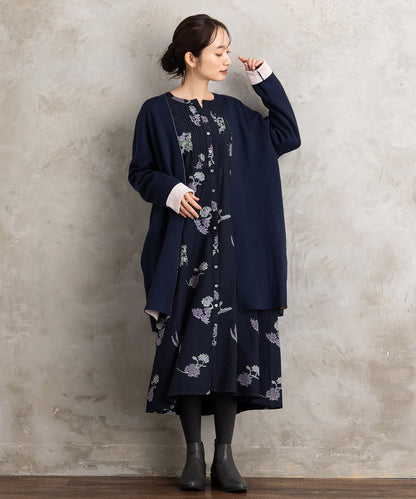 INDESIGN フラワープリントピンタックワンピース