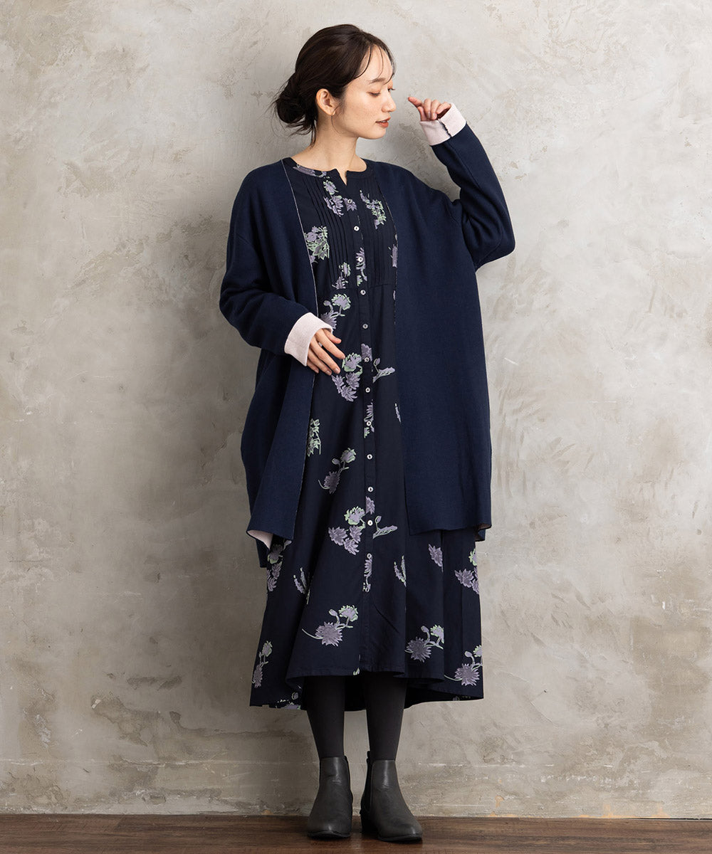 21号(6L～) INDESIGN フラワープリントピンタックワンピース