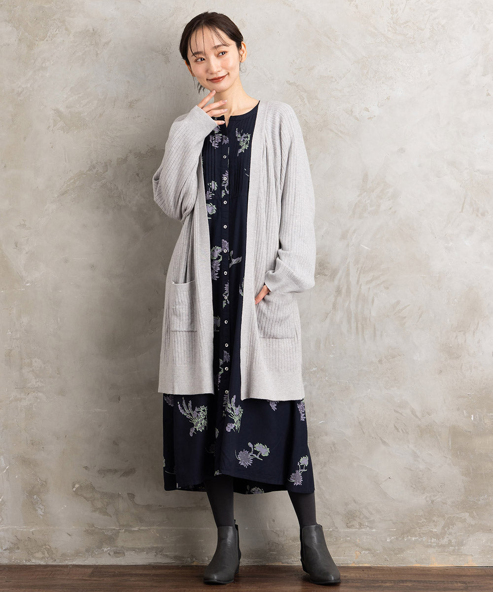 INDESIGN フラワープリントピンタックワンピース