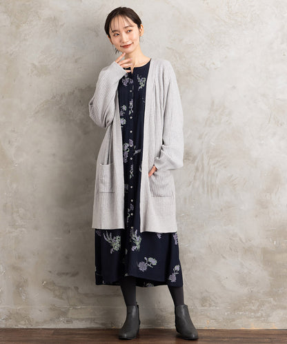 INDESIGN フラワープリントピンタックワンピース