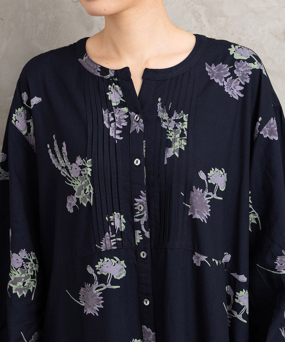 INDESIGN フラワープリントピンタックワンピース