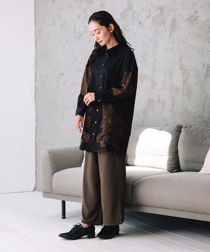 21号(6L～) INDESIGN フラワーエンブロイダリーシャツチュニック